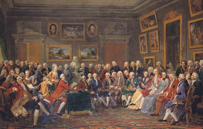 La prima lettura a casa di Mme Geoffrin della tragedia di Voltaire 
